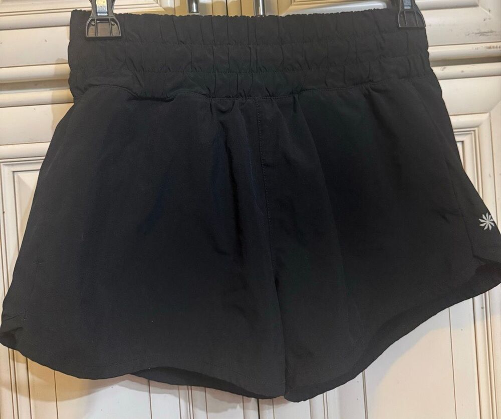 Athleta Girls Smocked Waist Run Free Athletic Running Shorts Black Size Large